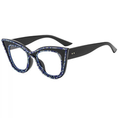 Jesicalin Vintage Rhinesotne Cat Eye Glasses Frame