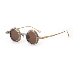 MO Round Titanium Glasses Frame With Magnetic Sunglasses Clips
