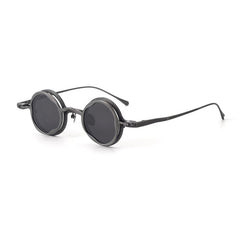 MO Round Titanium Glasses Frame With Magnetic Sunglasses Clips