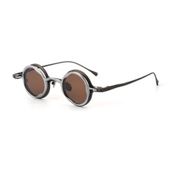 MO Round Titanium Glasses Frame With Magnetic Sunglasses Clips