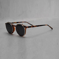 Ashlen TR90 Vintage Eyeglasses Frame With Sunglasses Clips Round Frames Southood Leopard with clips 