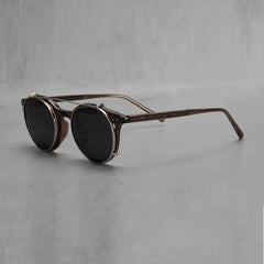 Ashlen TR90 Vintage Eyeglasses Frame With Sunglasses Clips Round Frames Southood Tea with clips 