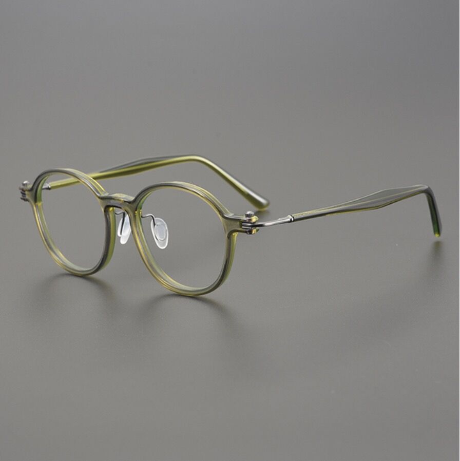 Beto Vintage Acetate Titanium Glasses Frame Rectangle Frames Southood Green-Round 