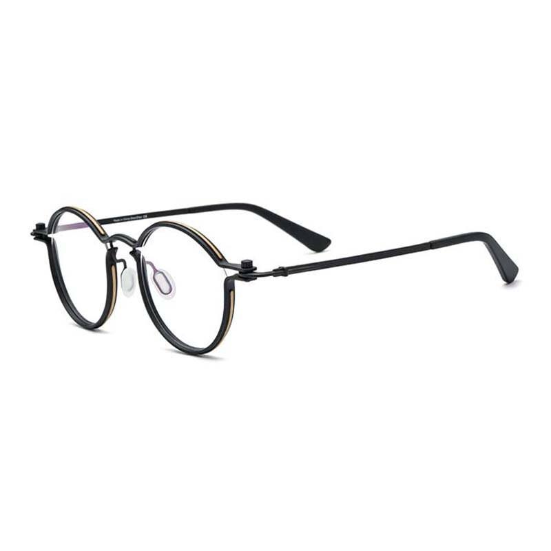Bodhi Steampunk Titanium Round Glasses Frame Round Frames Southood Black 
