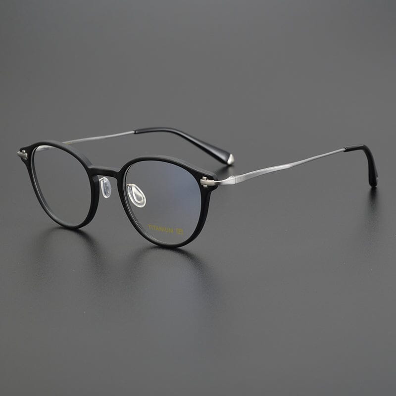 Cayle Vintage Acetate Titanium Glasses Frame Round Frames Southood Matte Black 
