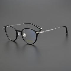 Cayle Vintage Acetate Titanium Glasses Frame Round Frames Southood Matte Black 