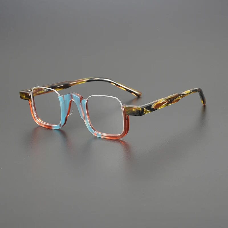Cris Acetate Half Rectangle Glasses Frame Rectangle Frames Southood Blue Coffee 