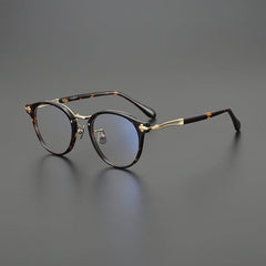 Cumulus Vintage Acetate Glasses Frame Round Frames Southood Leopard Gold 
