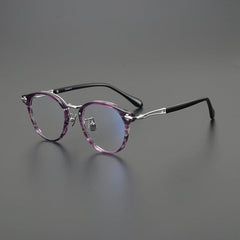 Cumulus Vintage Acetate Glasses Frame Round Frames Southood Purple Leopard 