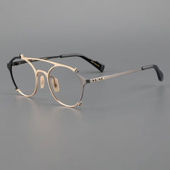 Danvin Pilot Titanium Glasses Frame Aviator Frames Southood Black Gold 
