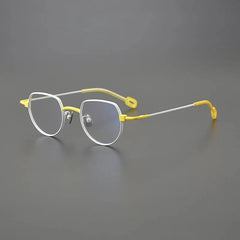Desire Titanium Geometric Glasses Frame Geometric Frames Southood White yellow 
