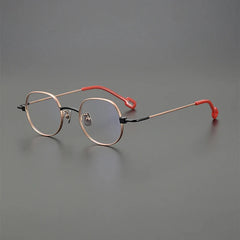 Earwyn Retro Titanium Glasses Frame Geometric Frames Southood Gold Red 