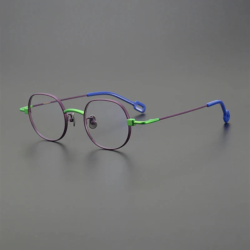 Earwyn Retro Titanium Glasses Frame Geometric Frames Southood Purple green 