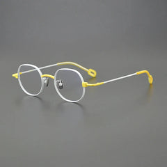 Earwyn Retro Titanium Glasses Frame Geometric Frames Southood White yellow 