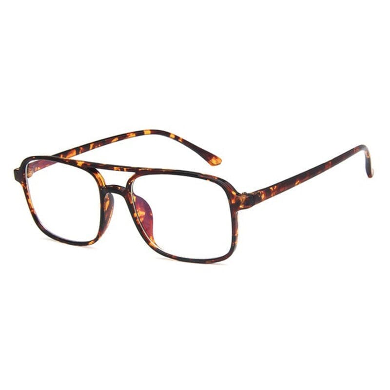 Eddie TR90 Vintage Double Beam Glasses Geometric Frames Southood Leopard 