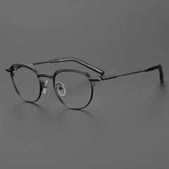 Eloise Vintage Titanium Eyeglasses Frame Round Frames Southood Black 