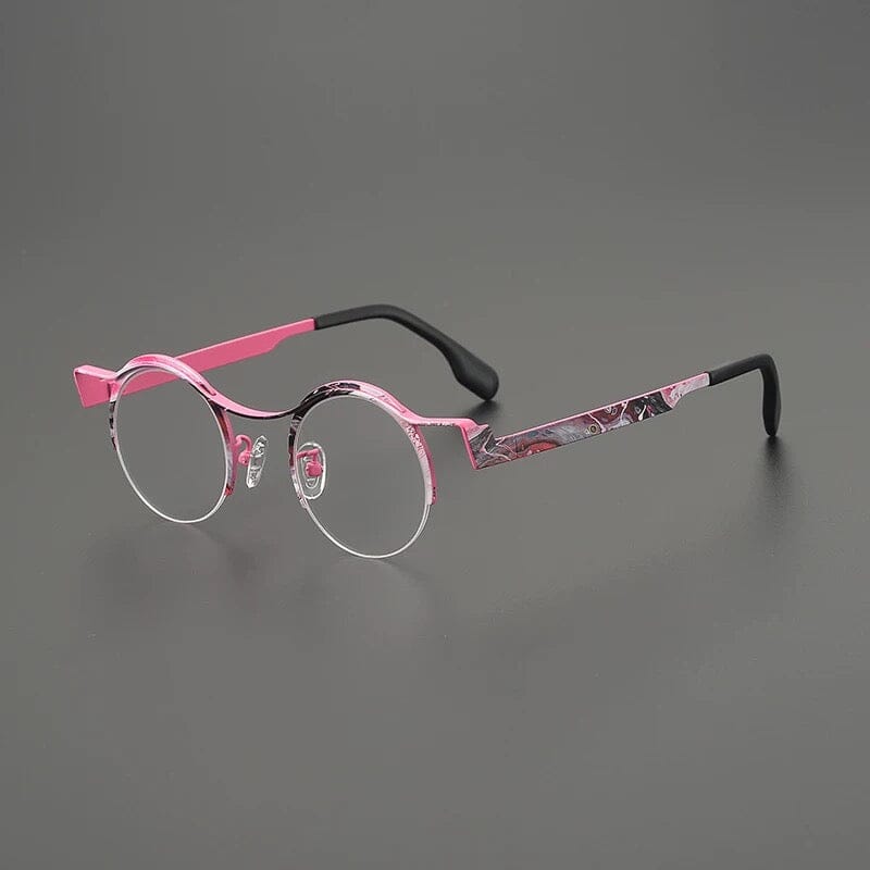 Fair Round Ultralight Titanium Glasses Frame Round Frames Southood Pink 