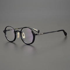Gaiety Titanium Retro Hand Made Glasses Frame Round Frames Southood Black 