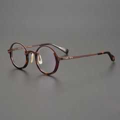 Gaiety Titanium Retro Hand Made Glasses Frame Round Frames Southood Brown 