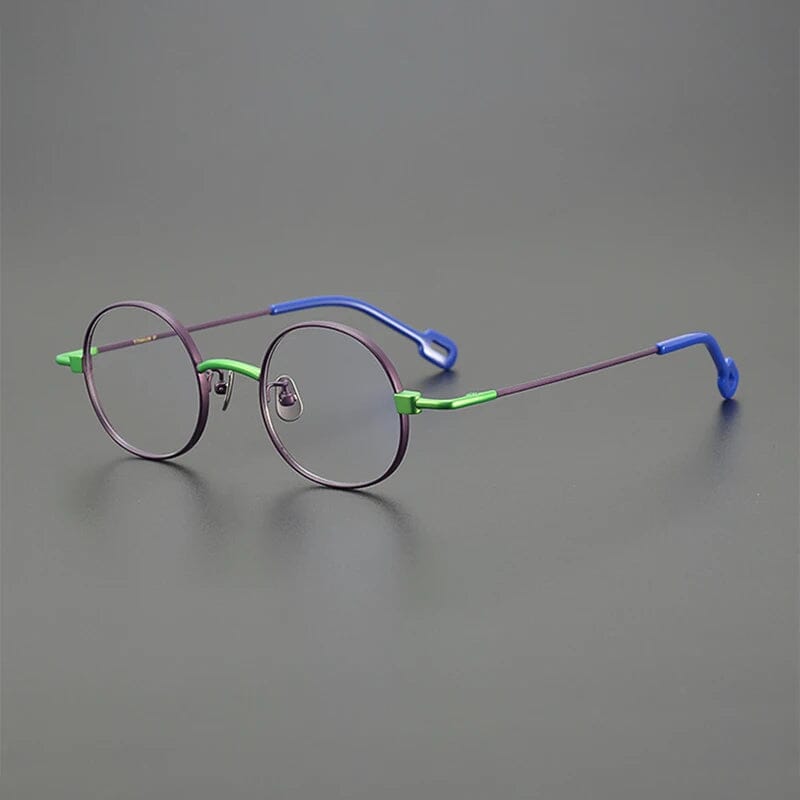 Geol Titanium Round Glasses Frame Round Frames Southood Purple green 