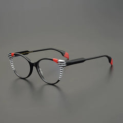 Gulay Vintage Stripe Cat Eye Acetate Frame Cat Eye Frames Southood Black 