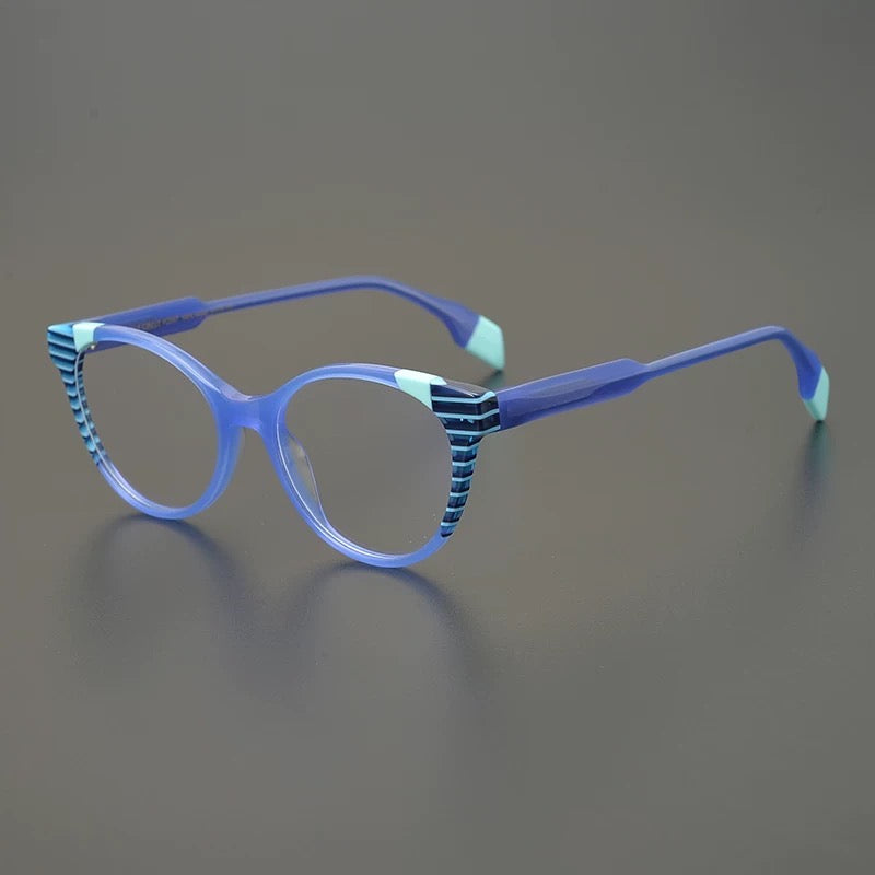Gulay Vintage Stripe Cat Eye Acetate Frame Cat Eye Frames Southood Blue 