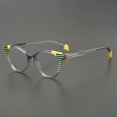 Gulay Vintage Stripe Cat Eye Acetate Frame Cat Eye Frames Southood Gray 