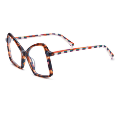 Harper Acetate Geometric Glasses Frame Geometric Frames Southood Leopard 