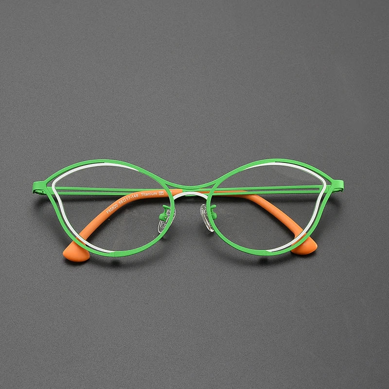 Jeanie Cat Eyes Titanium Glasses Frame Cat Eye Frames Southood Green White 