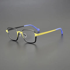 Joben Square Titanium Glasses Frame Rectangle Frames Southood Black Yellow 