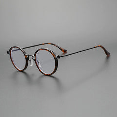 Kay Retro Round Optical Metal Glasses Frame Round Frames Southood Leopard 