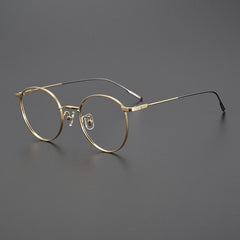 Kingston Vintage Titanium Eyeglasses Frame Round Frames Southood Gold Coffe 