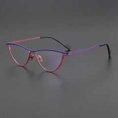 Maegth Vintage Titanium Glasses Frame Cat Eye Frames Southood Matte Blue Red 