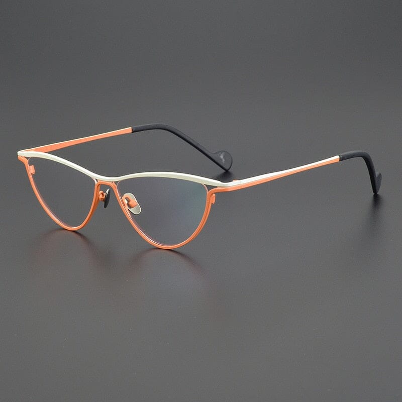 Maegth Vintage Titanium Glasses Frame Cat Eye Frames Southood Matte Orange 