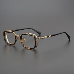 Mordred Sqaure Titanium Glasses Frame Rectangle Frames Southood Leopard 