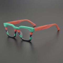 Nils Retro Rectangle Glasses Frame Rectangle Frames Southood Matte Green Red 