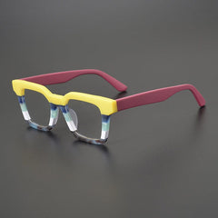Nils Retro Rectangle Glasses Frame Rectangle Frames Southood Matte Yellow White 