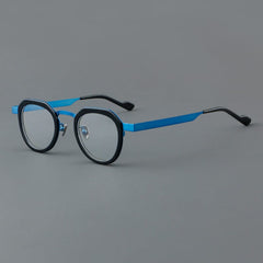 Noel Round Unisex Ultra-Light Titanium Glasses Frame Round Frames Southood Black-blue 