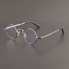 Odam Retro Round Titanium Glasses Frame Round Frames Southood BlackSilver 