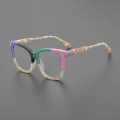 Olita Multicolor Square Acetate Glasses Frame Rectangle Frames Southood Matte Black Green 