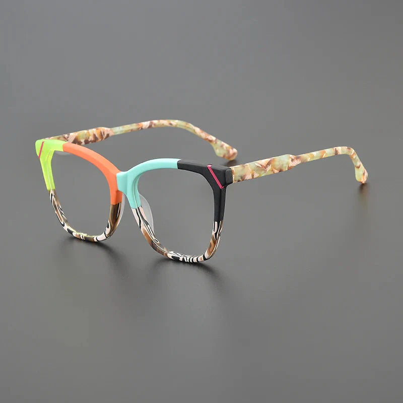 Olita Multicolor Square Acetate Glasses Frame Rectangle Frames Southood Matte Orange Blue 