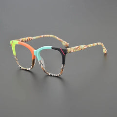 Olita Multicolor Square Acetate Glasses Frame Rectangle Frames Southood Matte Orange Blue 