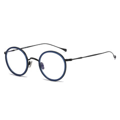 Prof Retro Round Titanium Glasses Frame Round Frames Southood Blue 