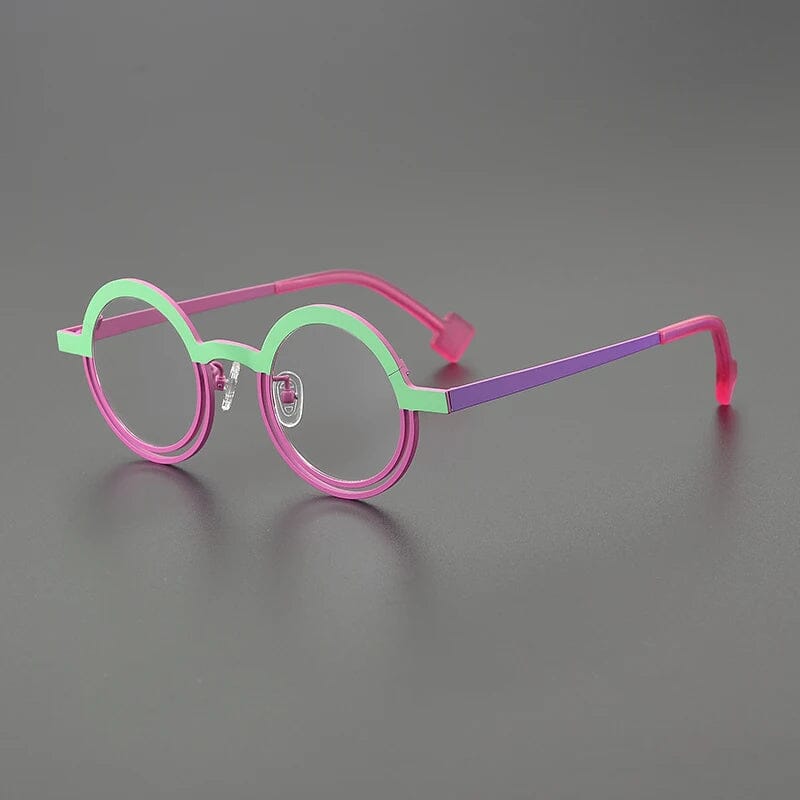 Qiao Round Titanium Glasses Frame Round Frames Southood Green Pink 