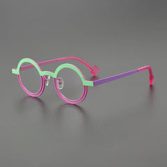 Qiao Round Titanium Glasses Frame Round Frames Southood Green Pink 