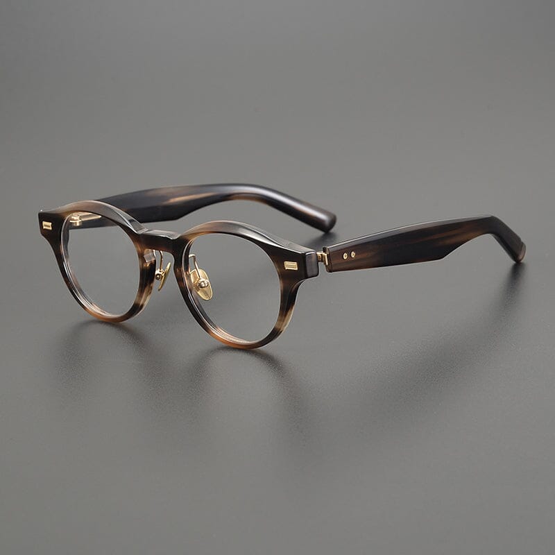 Raff Browline Acetate Glasses Frame Round Frames Southood Leopard 