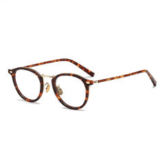 Remirez Titanium Round Glasses Frame Round Frames Southood Leopard 