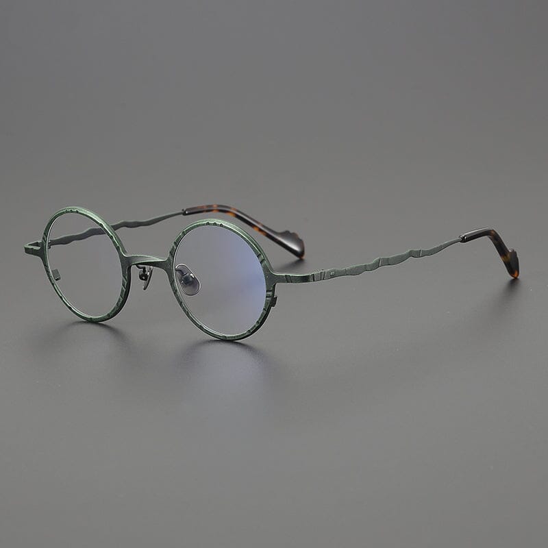 Rey Retro Round Titanium Eyeglasses Frame Round Frames Southood Green 