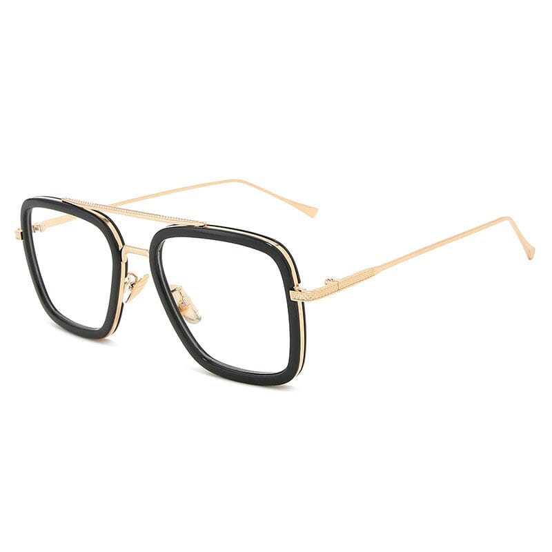 Roy Square Anti Blue Light Glasses Rectangle Frames Southood Gold black 