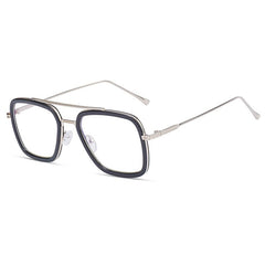 Roy Square Anti Blue Light Glasses Rectangle Frames Southood Silver black 